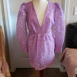 Purple aka lilac dress HappyXNature low cut poof sleeve mini